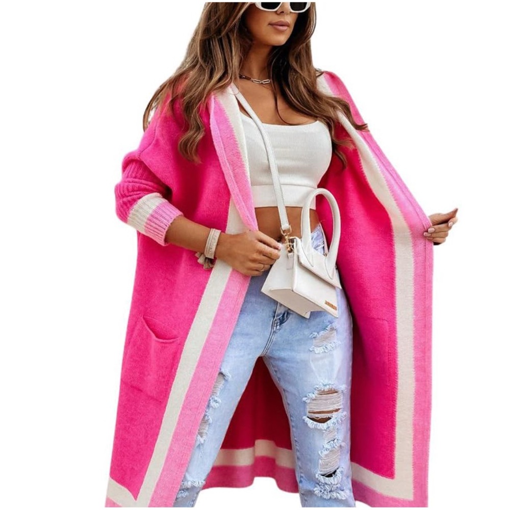 Women's Pink Open Front Cardigan Sweater NWOT